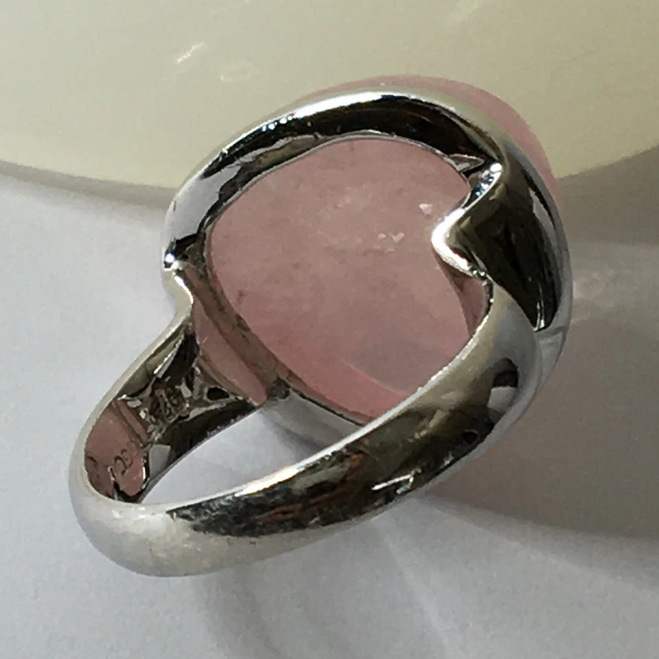 Fabulous Huge 18.91 Carat Cabochon Morganite 925 Sterling Silver Ring - Size 5 - Image 3 of 4