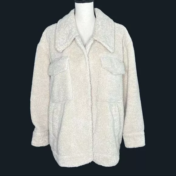 Something navy faux shearling jacket sale