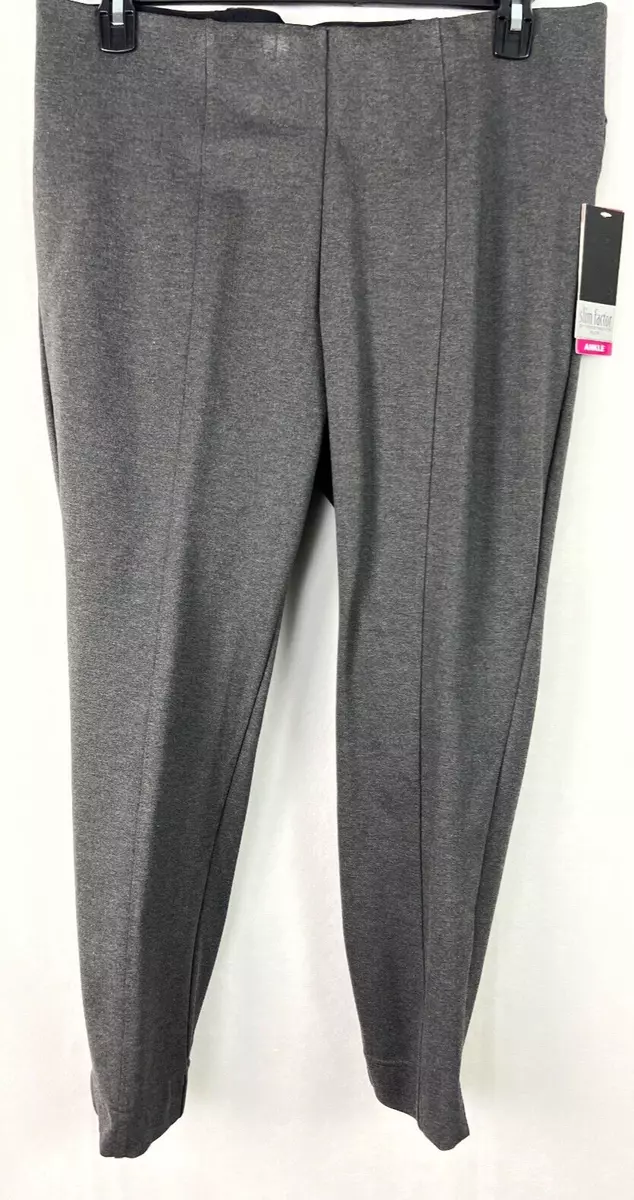 Slim Factor By Investments Womens Ankle Pants Plus Size 1X Skinny Slit Grey  E9