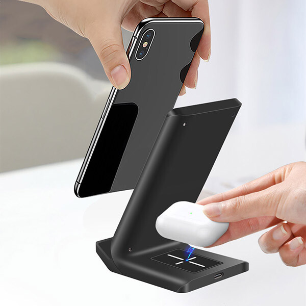 2in1 Wireless Charger Dock For Apple Air Pods iPhone 16 Pro 15 Samsung S25 Ultra