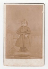Antique Cabinet Photo Little Girl 1800s has Stand Behind Holding Her Up RARE