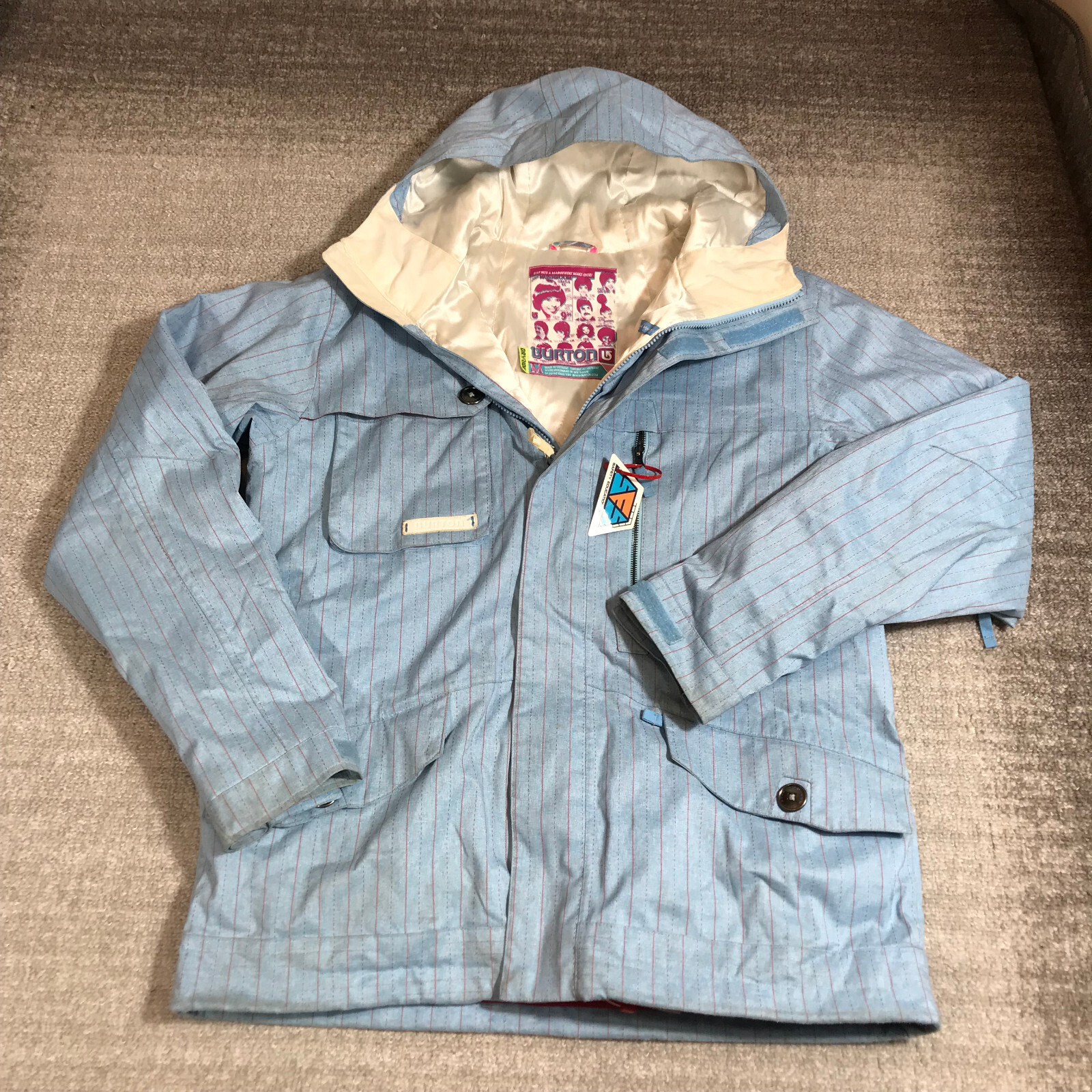 Burton Jacket Mens Medium Hoodie Dry Ride Esquire Ski Snowboarding Pin