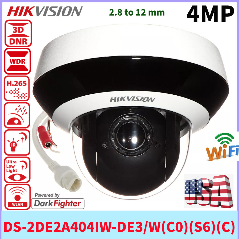 Hikvision DS-2DE2A404IW-DE3 4MP WiFi PTZ IP Camera with 4x Zoom and Built-In Mic