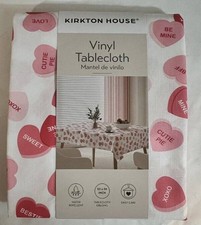 VALENTINE'S DAY CONVERSATION LOVE HEARTS VINYL TABLECLOTH KIRKTON HOUSE 52 X 70