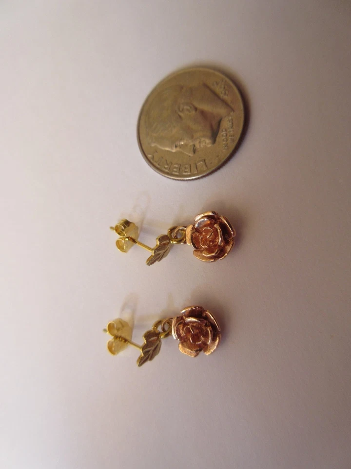 **Black Hills Gold 12K/14K ROSE DANGLING EARRINGS** - Image 4 of 4