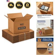 Moving Boxes Medium 18"L x 14"W x 12"H 20-Pack - Corrugated Cardboard Box for...