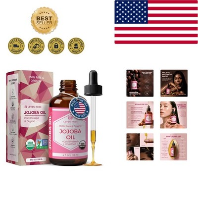 Jojoba Oil Organic, Pure Cold Pressed Carrier Oil, Natural Unrefined Moisturi...
