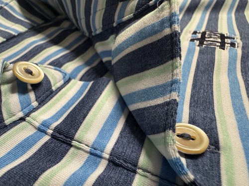 Peter Millar Notre Dame Irish Summer Comfort Striped Golf Polo Size L 11-12 Boys - Picture 3 of 10