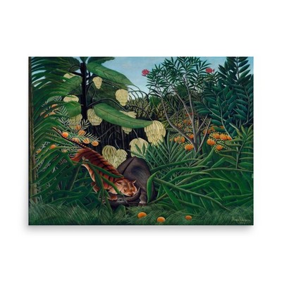 Henri Rousseau Tiger vs Buffalo 1908 Jungle Wall Art