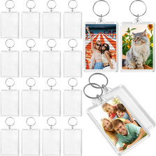 16 PCS Acrylic Photo Frame Keyring,3.35 X 2 Inch/8.5 X 5 Cm Personalized Keychai