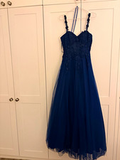 Prom Frocks Blue Lace Sleeveless Maxi Bridesmaid Dress Regular Size 8