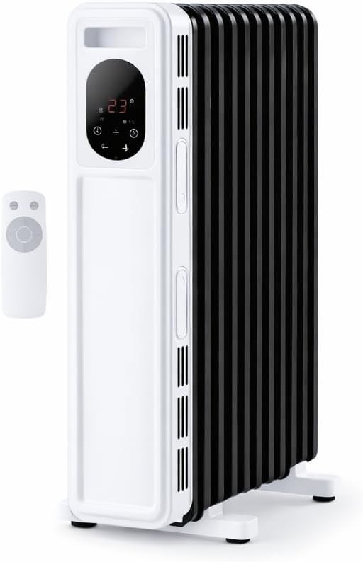 Zeni 11-Fin Oil Filled Radiator & Digital Remote Heating Timer Thermostat HSEGAR
