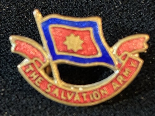 Vintage Salvation Army Red & Blue Enamel On Brass Lapel Pin Made In England
