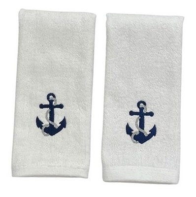  Summer Bathroom Soft Absorbent Guest Fingertip Towels: Nautical Blue Anchor