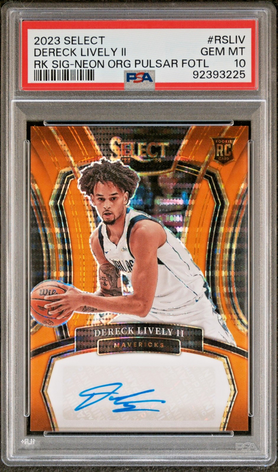 2023 Panini Select DERECK LIVELY /30 RC Rookie Auto Orange Pulsar FOTL PSA 10
