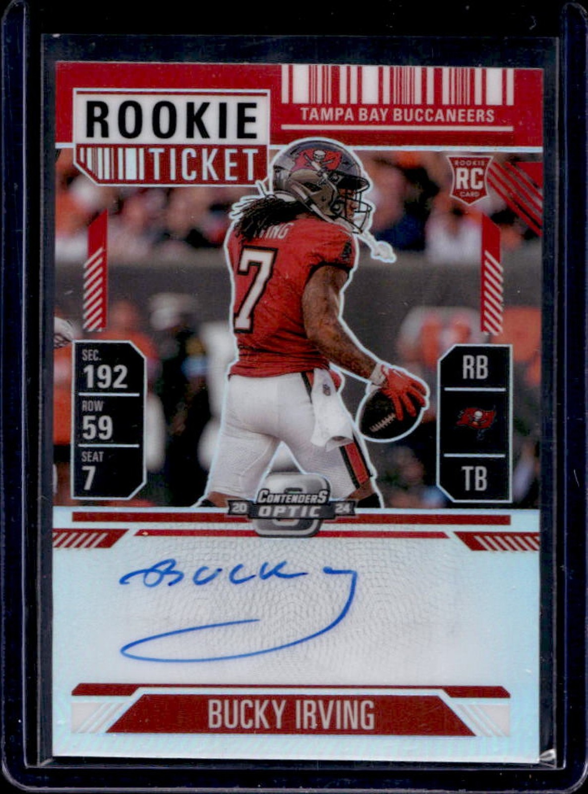 2024 Contenders Optic Bucky Irving Rookie Ticket Auto RC Red Prizm #91/175