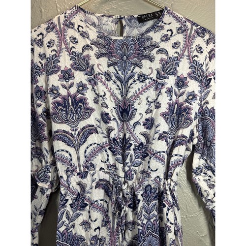 Maxi abito donna Refka manica lunga volant paisley fiori coulisse vita tg 10 - Foto 3 di 6