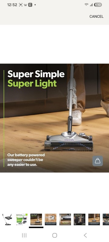 Gtech SW02 Cordless Rechargeable Lightweight Sweeper for Carpet & Hard Floor
