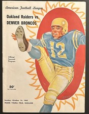 1962 Oakland Raiders vs Denver Broncos AFL Program-Jim Otto Cotton Davidson