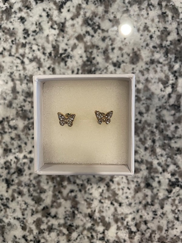 10K Over 925 Small Butterfly Stud Earrings - Brand New