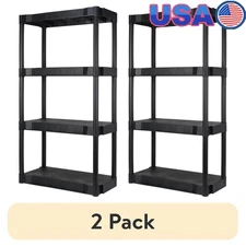 4-Tier Plastic Shelving Unit Easy Assembly Storage Garage Utility Home New