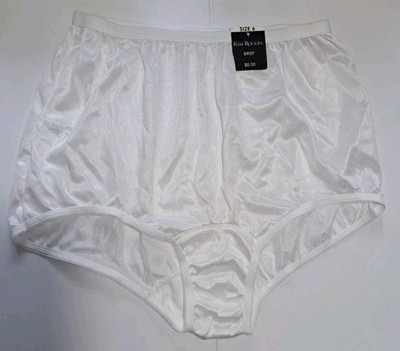 Vintage Silky White Kim Rogers Size 6 100% Nylon Brief Panty NWT Style 905