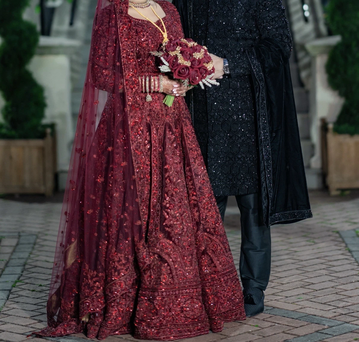 red wedding dress lace SELENE / A Line Red Wedding Dress with Beaded Sparkling Bodice