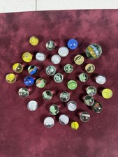 Vintage Glass Marbles Lot of 35 Mixed Swirl Slag Colors Shooter Estate Find