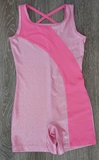 Danskin Now Girls Dance Gymnastics Leotard Unitard L Large 10 12 Pink Metallic