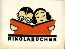 1923 Cosl Frey Rikola Verlag Library Book Lithograph Mini Poster Art Austria