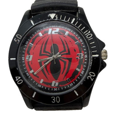 Marvel Spiderman Mens Quartz 43mm Watch SPD1450BL Black Rubber  7 1/4'' Accutime