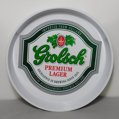 Vtg Grolsch Premium Lager White Round Metal Beer Tray 13  Imported From Holland
