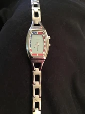 Fossil BIG TIC ES9744 American Flag LED Dial Silver Tone Watch-Untested