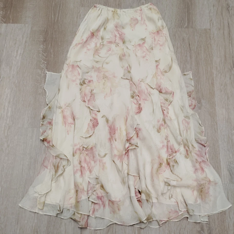 Юбка Ralph Lauren винтажная с цветочным рисунком прозрачная с оборками макси фея женская с подкладкой размер... - Изображение 4 из 4