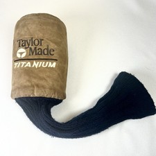 Taylor Made Titanium Golf Driver Head Cover 1 Tag Suede Brown Blue