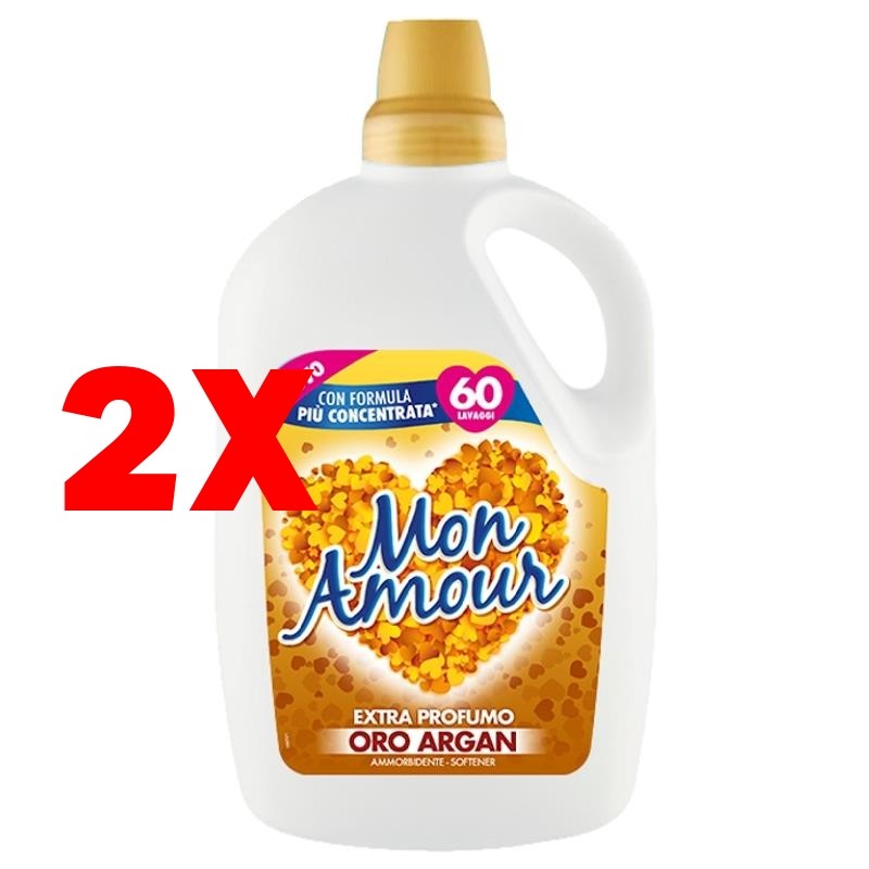 Offerta Shock: 2 Ammorbidenti Mon Amour Oro Argan 3L (120 Lavaggi)