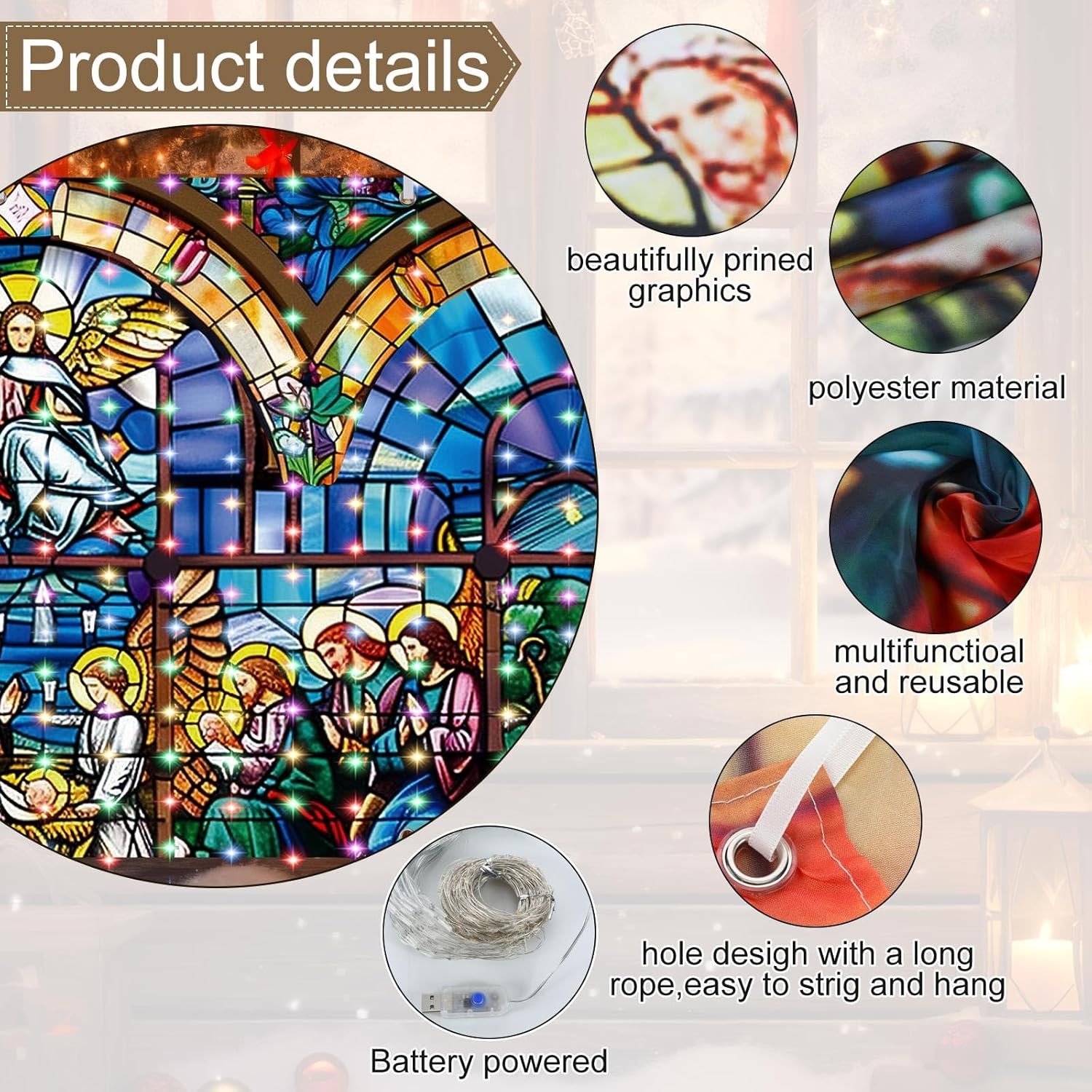 Christmas Lighted Nativity Garage Door Decorations Cover Nativity, 