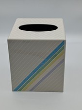 VTG Andre Richard Rainbow Pattern Tissue Box Cover Enameled Metal Japan