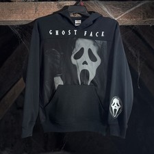 Ghost Face Hoodie Men Scream Horror Mesh Panel Black Embroidered Size XL NWT