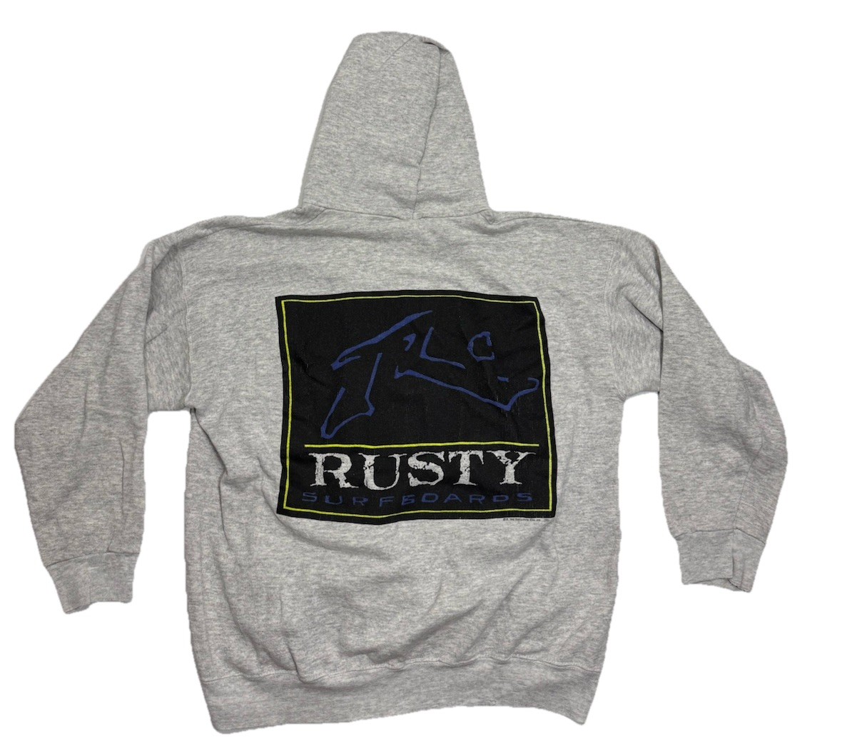 Vintage 90s Rusty Brand Surf Hoodie Sweatshirt Distressed Mens Size XL