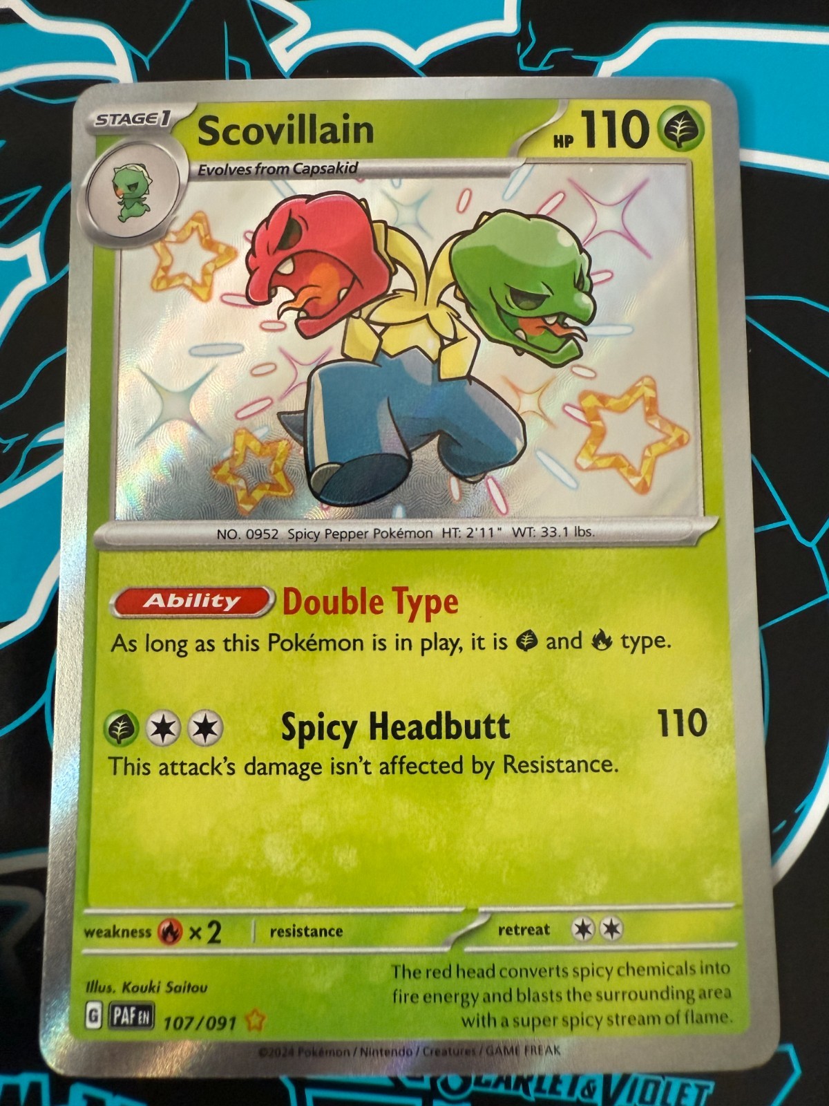 Scovillain 107/091 Pokémon TCG Scarlet & Violet Paldean Fates Baby Shiny Rare NM