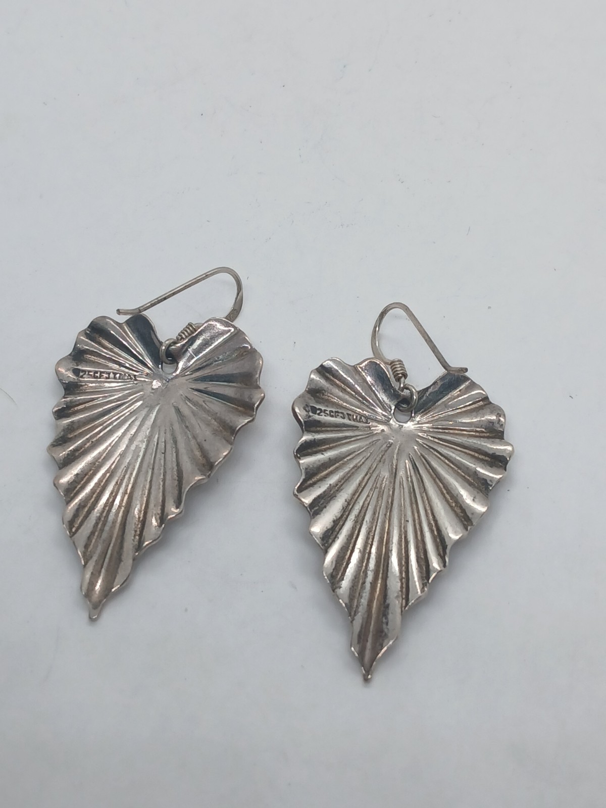 Sterling Silver 925 Leaf Dangle Drop Earrings - image 3