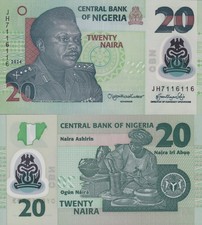 Nigeria 20 Naira 2006-2024 P 34 Polymer Random Year UNC NR No Reserve