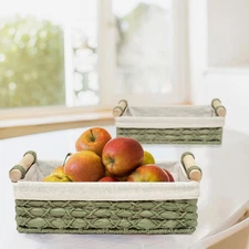 Storage Basket Wicker Baskets for Organizing with Handle Decorative Storage Bins