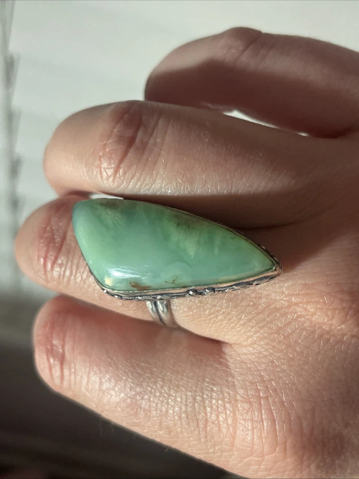 Anillo Crisoprasa Verde Natural Talla 9 Plata 925 Foto 3 de 4