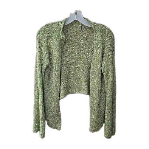 Skif Skifo Lagenlook grün offen Strick Seide Shrug Cardigan Pullover Damen Gr. Lg