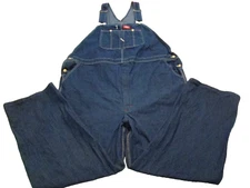Dickies Mens 48x32 Blue Denim Carpenter Bib Overalls Hammer Loop Cotton Farm