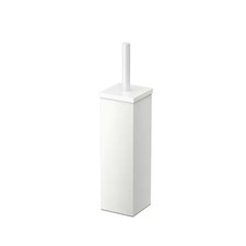 Elegant Square Toilet Brush Holder in Matte White