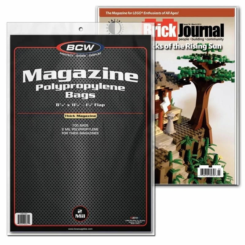 BCW Thick Magazine Bags - 1 Pack of 100 | Acid-Free, Clear Polypropylene Sleeves