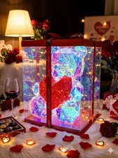 Aladdinas LED Teddy Bear Night Light, Iridescent, Red Heart, Gift Box